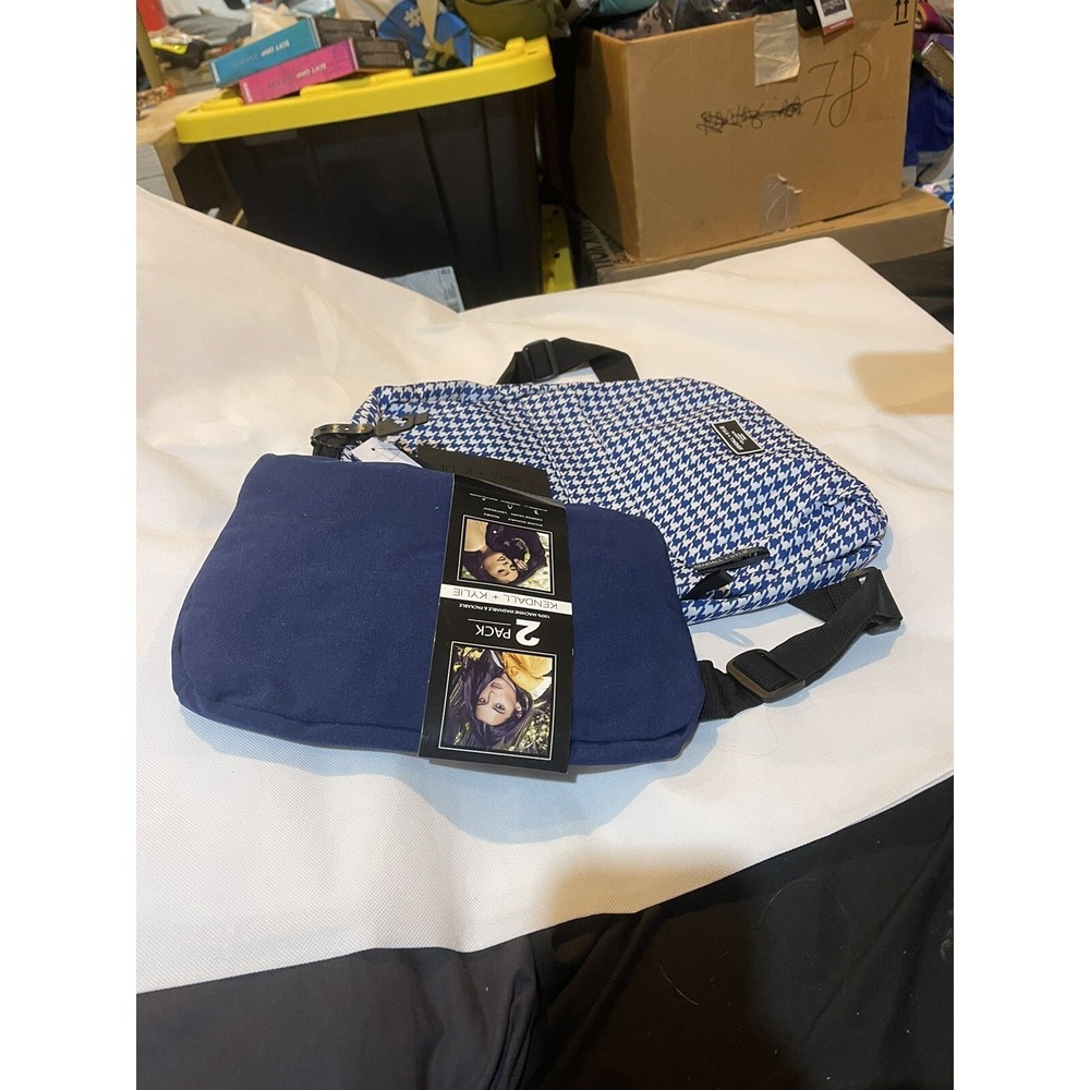 KENDALL & KYLIE 2 PACK BACKPACK Solid Navy & Blue/White Check Print $60 NEW - Picture 8 of 11